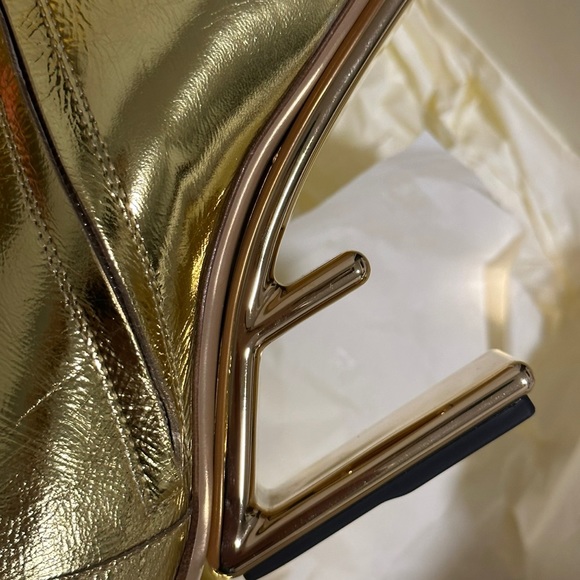 NWT Fendi First Gold nappa leather high-heel boots 37.5 - Picture 9 of 11
